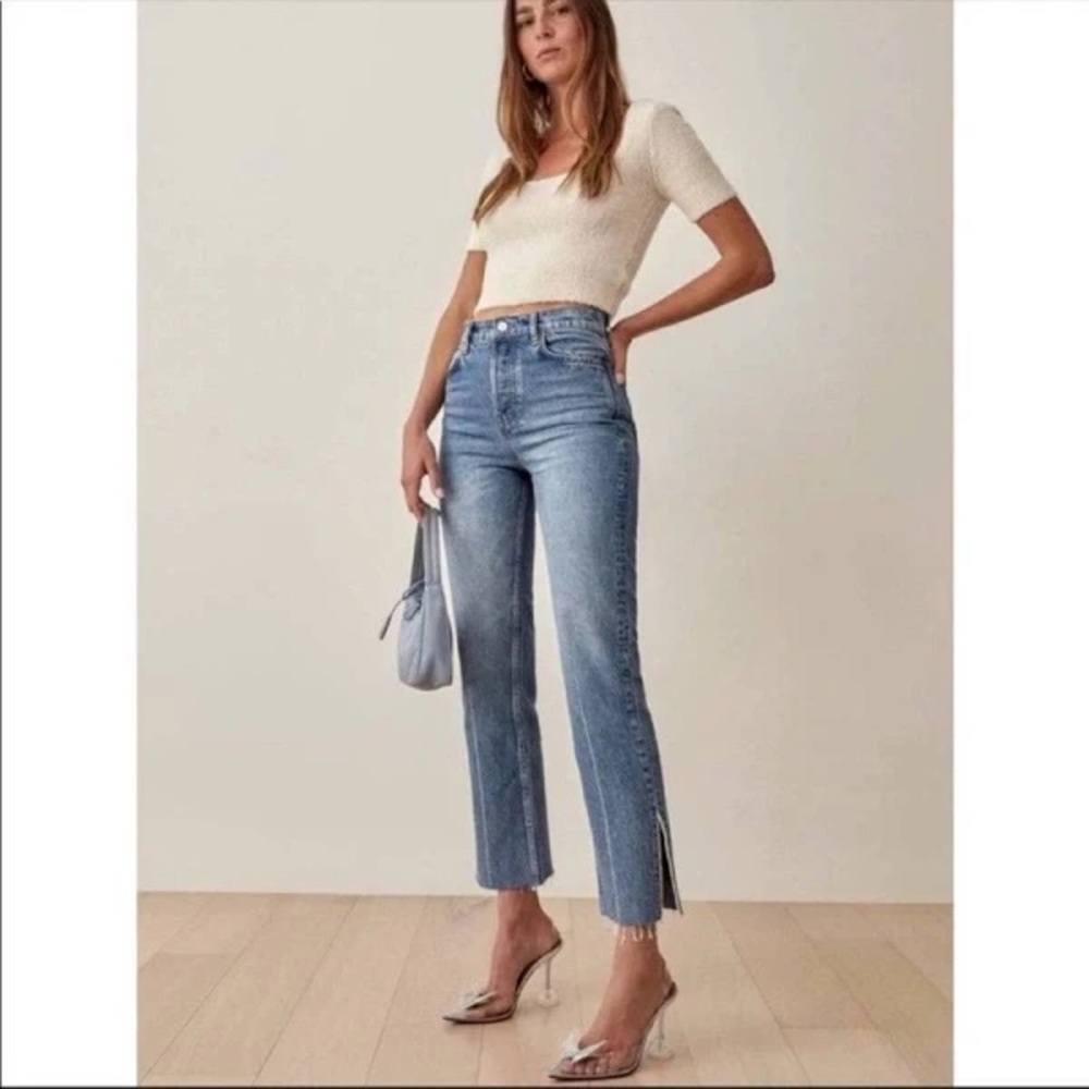 Reformation side slit jeans